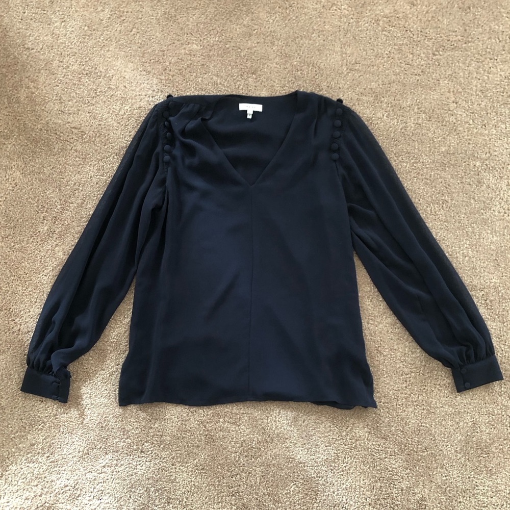 Reiss Navy Button Blouse Size Small